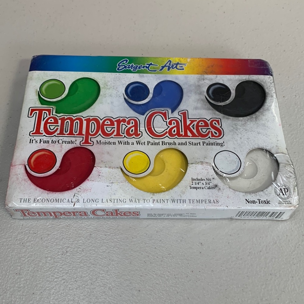 🎨 Sargent Art Tempera Cakes Paints New 6 Colors. Great for learning colors.